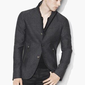 1198$ MSRP John Varvatos Tonal Plaid Zip Detail Jacket Size 54